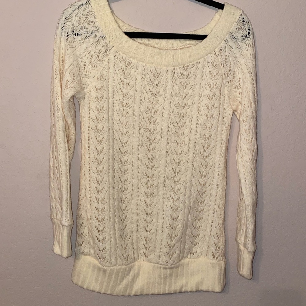 Long cream knitted sweater